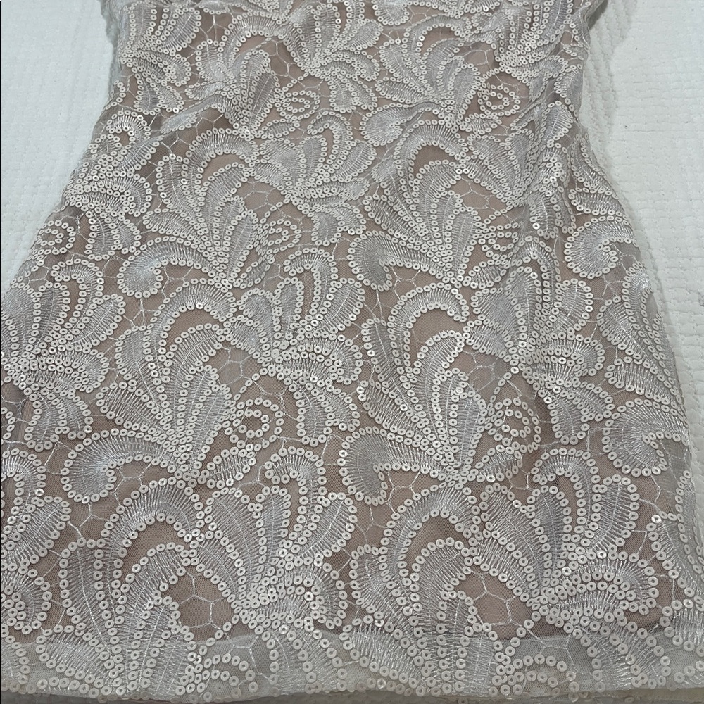 Bebe White Sequin Lace Mini vintage Vintage Cocktail Glam Sz Small coquette 90s - Picture 6 of 10